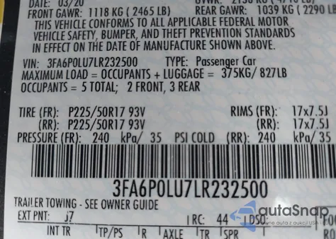 2020 Ford Fusion Hybrid Se from USA, damaged, VIN 3FA6P0LU7LR232500